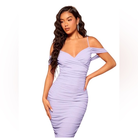 Purple Rouched midi dress - Picture 4 of 7